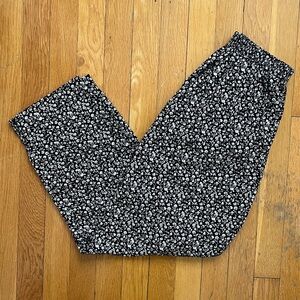 90s Baggy Cotton Pants Lightweight Summer Soft Pants Dark Floral Pull On